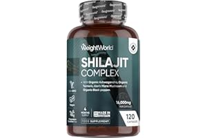 WEIGHTWORLD Shilajit Capsules 16000mg (40:1 Extract) - 120 Capsules - 4 Months Supply - Pure Shilajit with Added Organic Ashwagandha, Turmeric Powder, Lion's Mane Mushroom, & Black Pepper