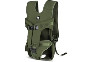 ALLSOPETS Mochila Transporte para Perros, Mochilas Ajustable para Pequeño Medio Perros, Bolsa Frontal Portátil para Mascotas, Portador para Perros Manos Libres para Senderismo Camping (Verde, L)