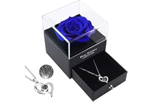 LOVCAS Mothers Day Rose Gifts,Birthday Gifts for Women,Preserved Real Rose Gift Box with I Love You Necklace,Mother's Day Gift from Son Daughter,Fresh Flower with Necklace for Wife,Mum,Anniversary