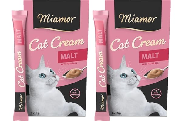 Miamor Cat Snack Cream Malt | Lot de 2 de 6 x 15 g + 1 sachet gratuit | Une récompense saine sans additifs inutiles | délicieuse collation à lécher