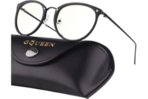 GQUEEN Gafas Luz Azul para Hombre Mujer Redondas Montura Tr90 Gafas con Filtro Luz Azul Ordenador Gaming Lentes Antireflejos Anti-Fatiga Anti-UV