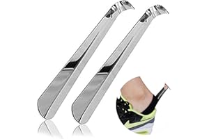 behone 2 packs 30cm Acciaio Inox Calzascarpe di metallo, Calzascarpe Lungo di Metallo, Facile da Usare, In Acciaio Inox Manico Lungo Corno Scarpa Scarpa Lifter con Foro per Appendere