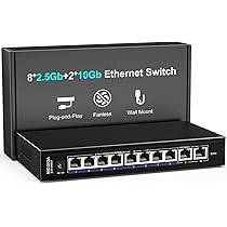 Vimin 8X 2.5Gbase-T Ethernet-poorten, 2 x 10 G SFP -switch, 80 Gbps switchcapaciteit, metalen behuizing, geschikt voor 2,5 Gbps NAS, Wireless AP & PC, plug and play