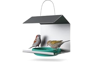 JODAK LIFESTYLE PRODUCTS JoDaK Vogelhaus hängend mit Schale (Grün) für Balkon und Garten, EasyClean-Funktion, Wetterfest, Winterfest, Vogelhäuschen, Vogelfutterhaus, Vogeltränke, Vogelfutterspender