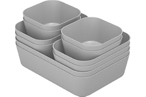 Fiambrera Schubladen Organizer, 10 Stück 3 Größen Orgenizerboxen Schminktisch Organizer, Schubladen Ordnungssystem Rutschfest für Makeup, Schreibtisch, Bad, Badezimmer, und Küche