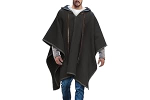 Caxndycing Poncho, mantello da uomo, in lana di alpaca, caldo, asciugamano poncho, da uomo, poncho di lana messicano, invernale, cowboy hippie, giacca alpaca, lana chic, poncho andino, poncho con
