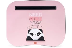 Legami - Supporto per Computer Portatile, 44x33,5 cm, Laptop Tray, Fessura Supporto per Tablet, Tema Panda, Morbido Cuscino con Imbottitura, Maniglia Laterale