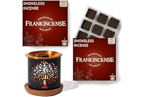 Frankincense Incense Bricks & Tree of Life Exotic Burner by Aromafume | 2 Trays x 9 bricks | Boswellia Carterii & Boswellia Serrata Extract, Native to East Africa & India | Low-smoke & Non-toxic