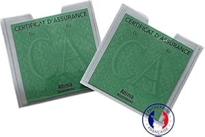 BEFORBIO ® - 2 Pochettes Porte Vignette d'assurance autocollante Haute qualité en PVC Transparente. Fabriquées en France. Entreprise française