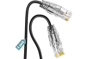 Ercielook Cat6a kabel krosowy 1 m (5 sztuk), kabel Cat6a Lan, 10 Gbps 550 MHz, szybki kabel sieciowy, 28AWG czysta miedź, krótki kabel Ethernet do panelu krosowego/szafy sieciowej