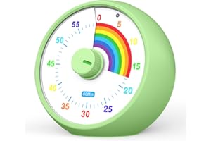 KIECKY SQUIRREL Timer visivo per bambini, cucina dell'ufficio della classe 60 minuti countdown, timer desktop strumento di gestione del tempo per bambini, timer silenzioso, time arcobaleno (Verde)