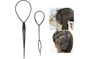 iTauyees 2 Piezas Herramientas para Cola de Caballo, Cabello Pull Aguja (Negro)