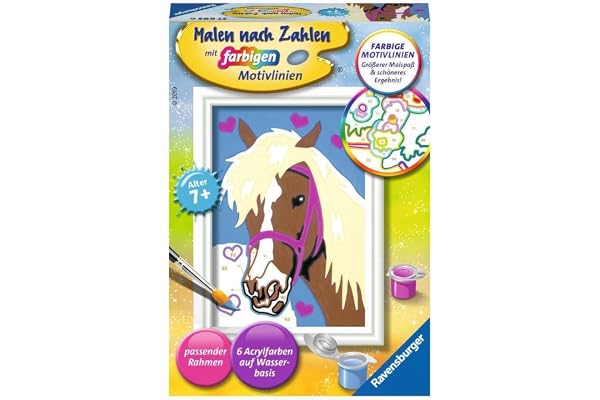 Ravensburger CreArt 27693 - Dear Horse - målning efter antal för barn från 7 år och uppåt, målningsset med ram, pensel och akrylfärger, present till flickor och pojkar