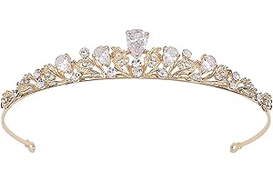 WENYUE Kristalle Prinzessin Krone Frauen Kristall Krone Braut Tiara Strass Blatt Hochzeit Krone Stirnband Krone Damen Für Hochzeit Brautjungfer, Abschlussball, Geburtstag, Halloween, Festzüge
