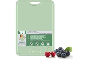 Litimkat Deska do krojenia z tworzywa TPU, nie zawiera BPA, z otworem na sok, odporna na zarysowania, elastyczna deska do krojenia, nadaje się do mycia w zmywarce, poręczny uchwyt, antypoślizgowa