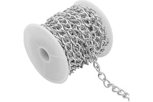 GYSRXS 5 m Rolle Aluminium Panzerketten mit Spule Kette Meterware Spulenkette Metall Kette Verwendet für DIY Armband Kette Schmuckherstellung,6.5x10mm (Silber)