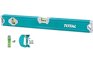 TOTAL - Nivel Burbuja - 100 cm - 2 Burbujas Para Horizontal y Vertical - Herramienta Para Trabajos de Carpintería y Bricolaje - Lateral de ABS Para Amortiguar los Golpes - Aluminio