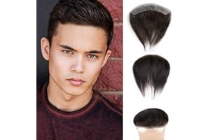 Lordhair Parrucca Uomo PU Frontale,100% Remy Human Hair per Protesi Capelli da Uomo,Toupee European Human Hair Pieces For Men