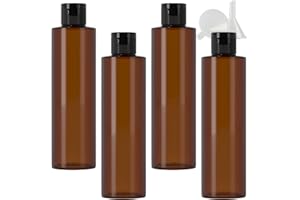 PQPAUTY 4 Stück, 250ml Braun Kunststoff Lotionen Flasche mit Flip Schwarz Cap für Lotions Shampoos Körperwäschen