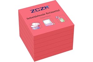 ZCZN Notas Adhesivas 76 x 76 mm, 6 Libros de Notas Autoadhesivas, 80 Hojas/Libro, Postis Pequeños Adecuadas para Notas
