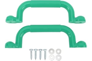Keenso Outdoor Swing Sets Safety Handles, Set of 2 Metal Playground Handle Bars 9.4x2.8in, Playset Grab Bar, Climbing Frames Handrails for Kids, Playhouse Treehouse (Green)