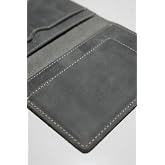 Luqa Leather El Yapımı Hakiki Deri Pasaport Kılıfı ve Kartlık - Koyu Gri Minimalist Seyahat C&uuml;zdanı -%100 Ger&ccedil;ek Crazy Horse 