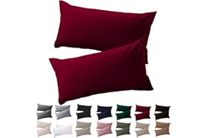 ‎SOIFOX Soifox Kissenbezug 40 x 80 2er Set - Kopfkissenbezug 40x80 Rot 100% Mikrofaser bügelfrei & knitterfrei mit Reißverschluss