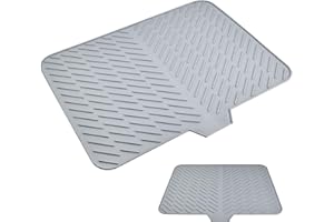 YILANJIN Silicone Draining Mat, Large Silicone Dish Drying Mat, Dish Drying Mat with Built-in Drain Lip, Foldable, Non-Slip, Sink Drainer Mat for Kitchen Counter, Niversal Drain Board (58 x 43 CM)