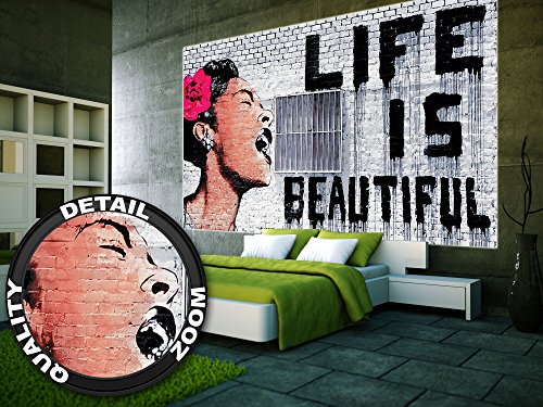 Poster Banksy Graffiti Künstler Wandbild Dekoration Life is Beautiful Pop Art Street Style Street Art Stencil Straßenkünstler | Fotoposter Wanddeko Bild Wandgestaltung by GREAT ART (140 x 100 cm) - 4