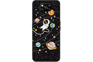 HopMore Compatible con Funda Xiaomi Poco X3 NFC Negro Silicona Blando Antigolpes Dibujos Bonita Carcasas Xiaomi Poco X3 NFC Case Resistente Gracioso TPU Gel Cover Linda Fina - Astronauta A