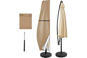 NAKIHOUSE Sonnenschirm Abdeckung Schutzhülle, wasserdichte,Wetterfeste, UV-Anti, Winddicht Schirm Abdeckung für Outdoor Cantilever Offset Schirme, (265x40/70/50cm,Khaki)