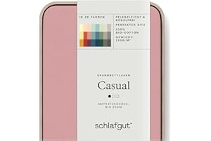 ‎SCHLAFGUT Schlafgut Casual Spannbettlaken 140x200cm bis 160x200cm Purple Mid, Spannbetttuch aus 100% Biobaumwolle