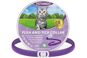 YOTANGO Flea Collar for Cats, Cat Flea Collars, Cat Flea and Tick Collar, Soft Adjustable Flea Treatment Cat with 8 Months Natural Protection, Waterproof Cat Flea Collar for Kitten Medium Large Cats Purple