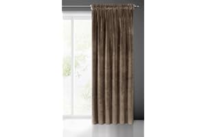 Eurofirany Villa Opaca Terciopelo con Cinta de Cortina-1 Unidad, Panel, Suave, Clásico, Elegante, Salón, Dormitorio, Gruesa 290 g/m, Marrón, 140x270 cm