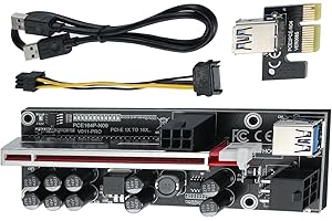 YBBOTT Riser de 1X a 16X GPU Riser Card V011 Pro con Cable de Extensión USB3.0 de 0.6m 2 x 6PIN Alimentado 10 Condensadores Sólidos Tarjeta Riser Extender Gráfica para Bitcoin Ethereum Mining Rig Eth