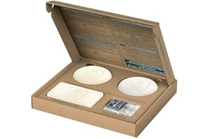N.A.E.- Coffret Cadeau - Coffret Savons Solides Bio - Shampooing Solide Cheveux Secs 85g - Savon Corps Solide Rafraîchissant 100g - Savon Visage Solide Purifiant 78g - Pochette à Savon