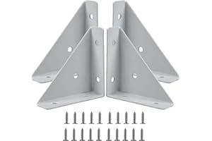 QYRDBGY 4 Pezzi Angolari Metallo Per Legno, Squadrette Angolari di Supporto Triangolo con 20 Viti Angolo Metallo Squadrette Angolari Supporto a 90 Gradi Utilizzare per Stabilizzare Letti, Armadi (Bianco)