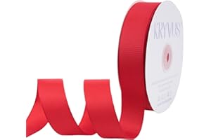 Kryvus Grosgrain Ribbon, Red Ribbon 25mm x Continuous 45 Metres, Red Grosgrain Ribbon Perfect for Gift Wrapping, Crafts, Sewing, Wedding Decor, DIY Hair Accessories and More
