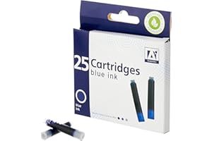 ANKER INTERNATIONAL 25 x Standard Sized Universal Blue Fountain Pen Ink Cartridge Refills