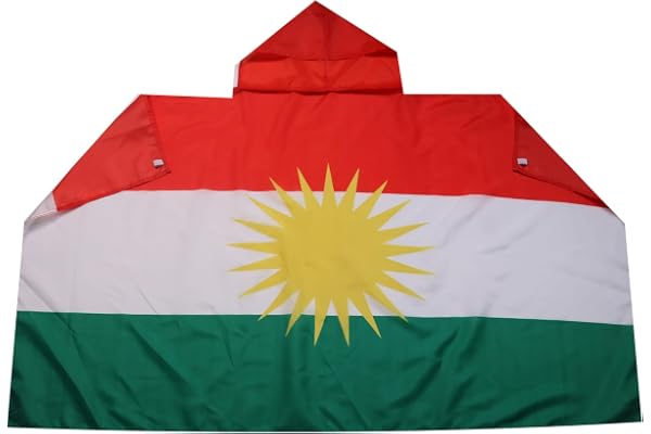 AZ FLAG Drapeau Kurdistan 150x90 cm - Cape Drapeau Kurd 100% Polyester Avec Manches Intégrées - Body Flag 80g