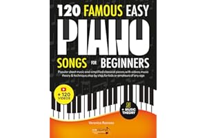 120 Famous Easy Piano Songs for Beginners: Popular Sheet Music and Simplified Classical Pieces, With Videos, Music Theory & Technique, Step by Step, for Kids or Amateurs of Any Age