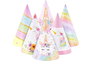 WERNNSAI Party Hats - 12 PCS Birthday Party Supplies Cone Hats for Birthday Headwear