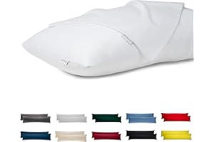 FLOWEN Taie d'oreiller 40x145 Coton Satin Premium Lot de 2 Housse Coussin pour Coussins Canapé/Lit Tissu Super Doux Resistant et Lavable Hypoallergénique Anti-Acariens avec Fermeture éclair Invisible