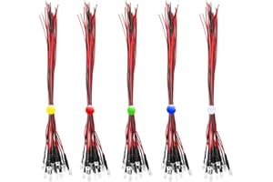 RUNCCI-YUN 50pcs color mezclado 5mm 12V LEDs pre cableado,DIY Car Boat Juguetes Flashing Partes