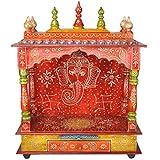 Darbar Creations Wooden Rajasthani Ethnic Handpainted Temple (60 cm x 30 cm x 75 cm)