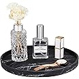 Emibele Vanity Tray, Resin Round Tray Decorative Storage Organizer for Bathroom Toilet Tank Bedroom Kitchen Countertop, Jewelry Storage Dresser Tray for Candle,Lotion Bottle,Cosmetics, Matte Ink Black