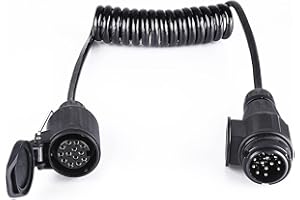 BEIJISTAR 1.6M Cavo Prolunga Rimorchio 8 Core, 12V Cavo Prolunga per Rimorchio con Spina e Presa 13 Poli, Cavo Prolunga Spirale Rimorchio, per Caravan Camion RV