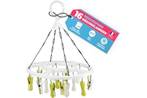 ‎CULICLEAN culiclean Wäschespinne Camping klein mini faltbar Wäscheständer klein Sockenspinne Sockentrockner mit Wäscheklammern Hängetrockner für Balkon Reise platzsparend weiß mit grün weiß