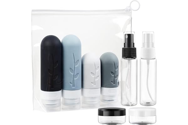 Romon Flacons de Voyage, 8 Pièces Bouteille de Voyage Silicone, Liquide Bouteille Contenant rechargeables pour Cosmétiques Shampooings Lotion Crème, sans BPA