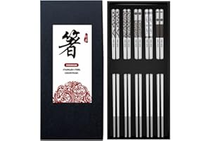 Bosdontek 5 sztuk pałeczek ze stali nierdzewnej, srebrne, kwadratowe, 23,5 cm, wzór, nadają się do mycia w zmywarce, wielokrotnego użytku, grawerowane